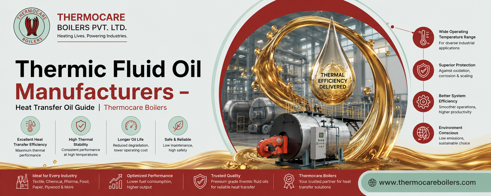 Thermic Fluid Oil Manufacturers – Heat Transfer Oil Guide | Thermocare Boilers